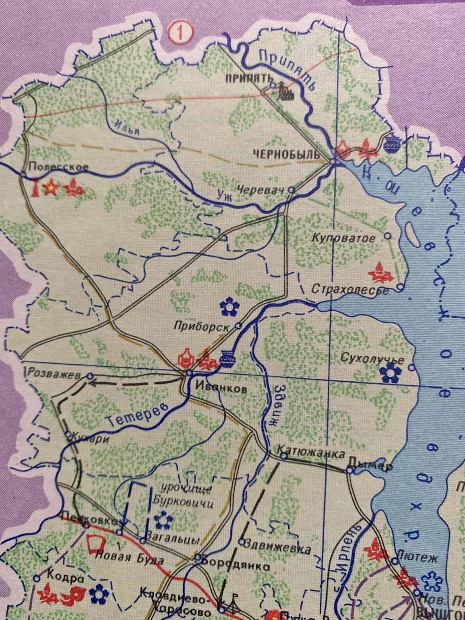 Map detail near Prypiat